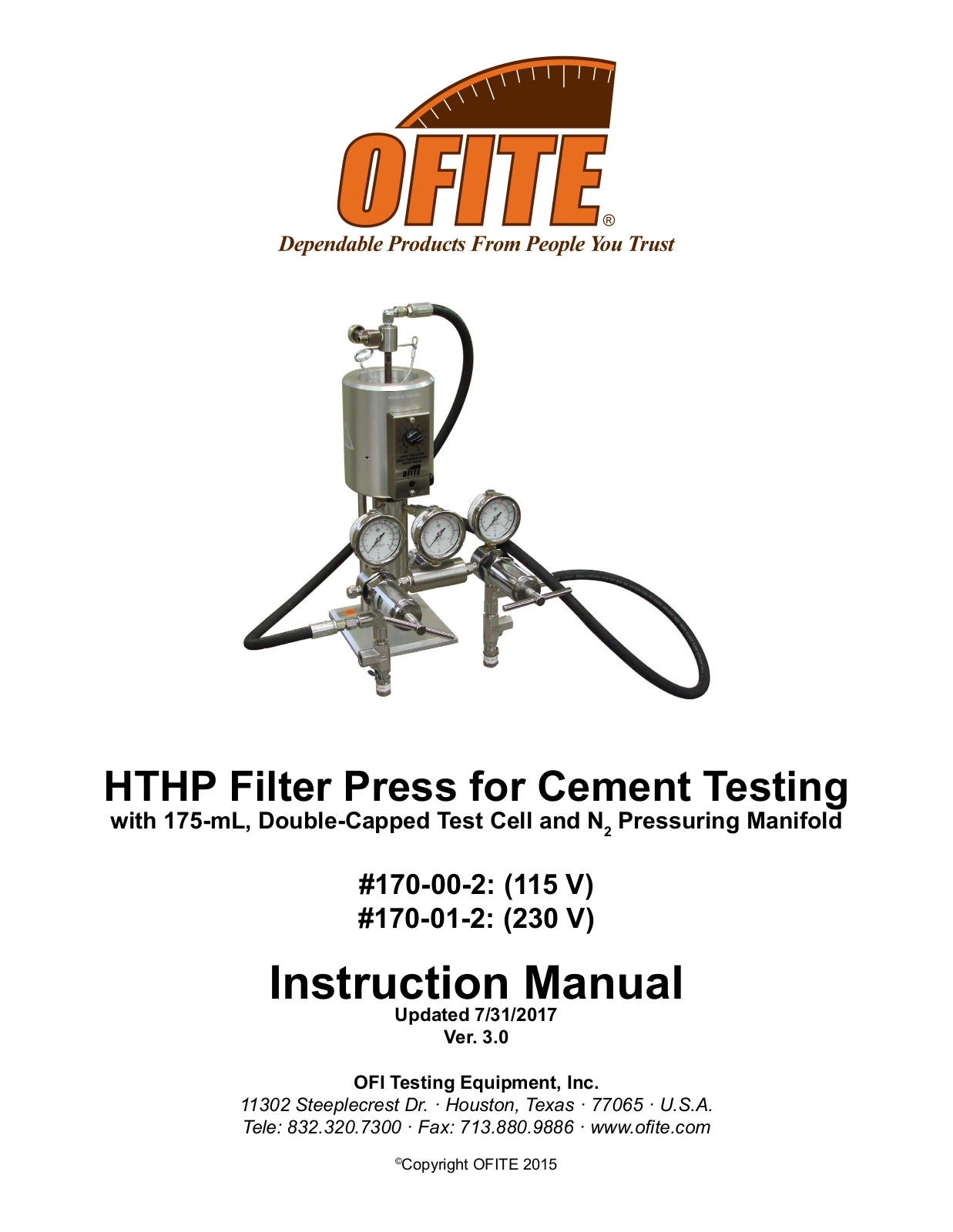 OfiTE 170-00-2, 170-01-2 Instruction Manual