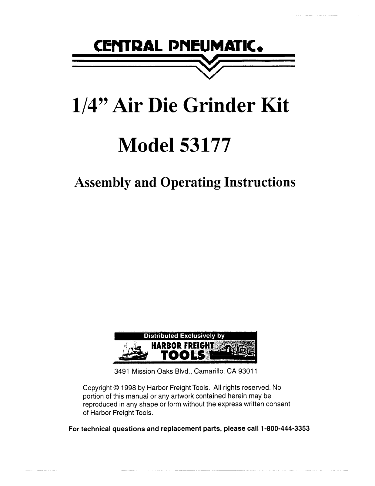 Harbor Freight Tools 53177 User Manual