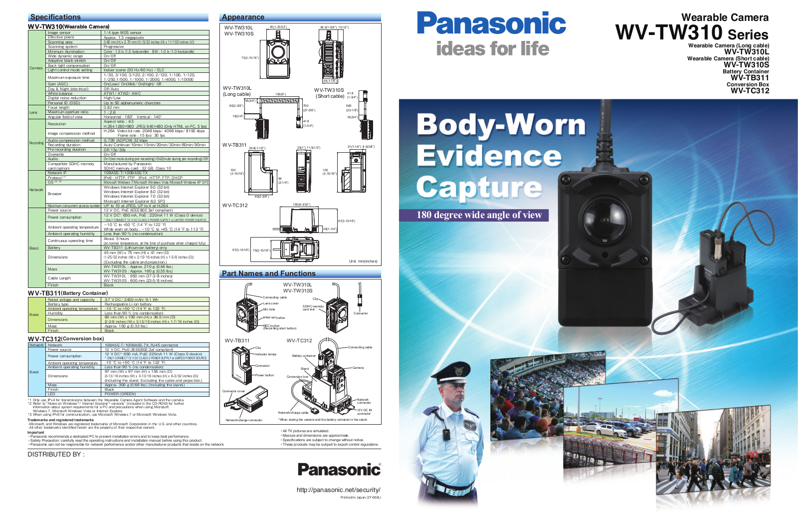 Panasonic WV-TB311, WV-TC312, WV-TW310, WV-TW310S, WVTW310L User Manual