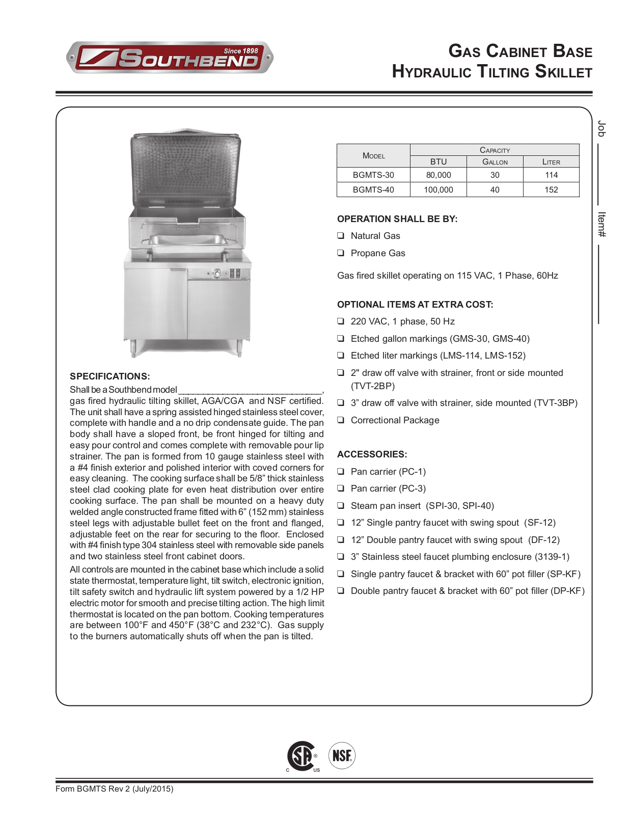 Southbend BGMTS-30 User Manual