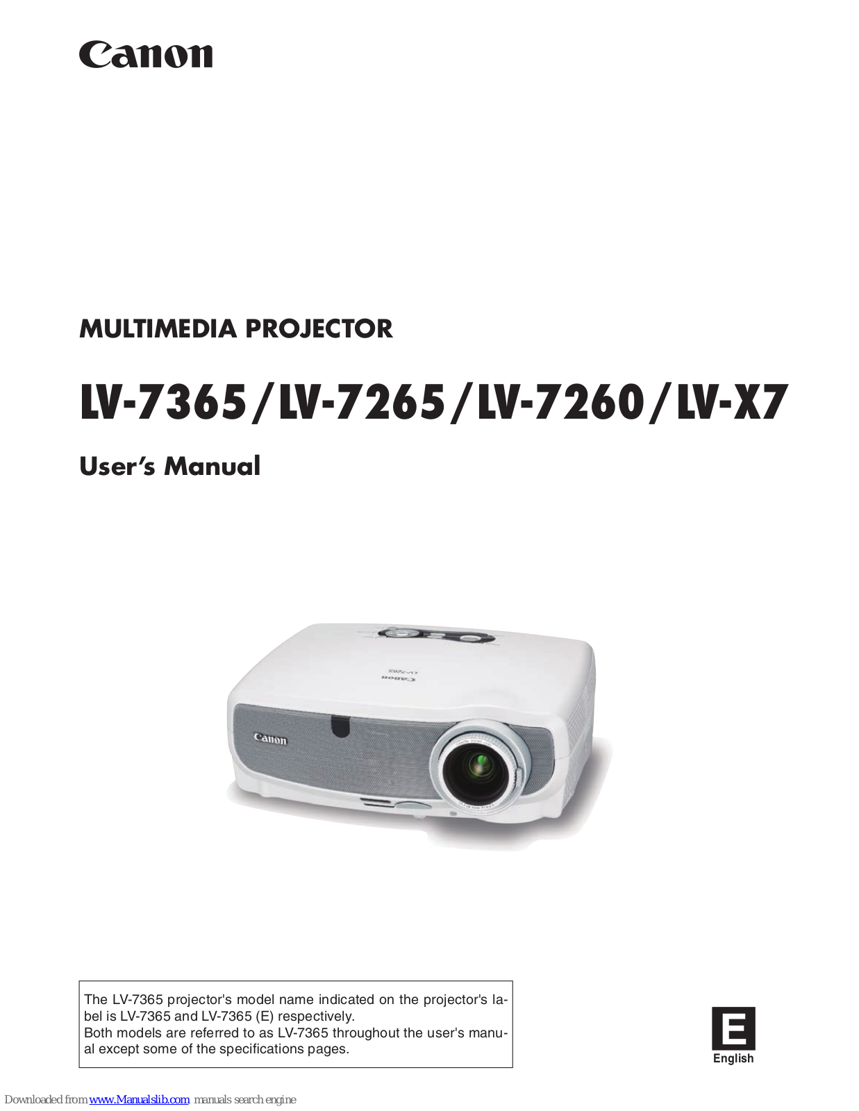 Canon 2104B002AA, 2105B002AA, 2472B002, 2105B002 - LV X7 XGA LCD Projector User Manual - ManualMachine.com