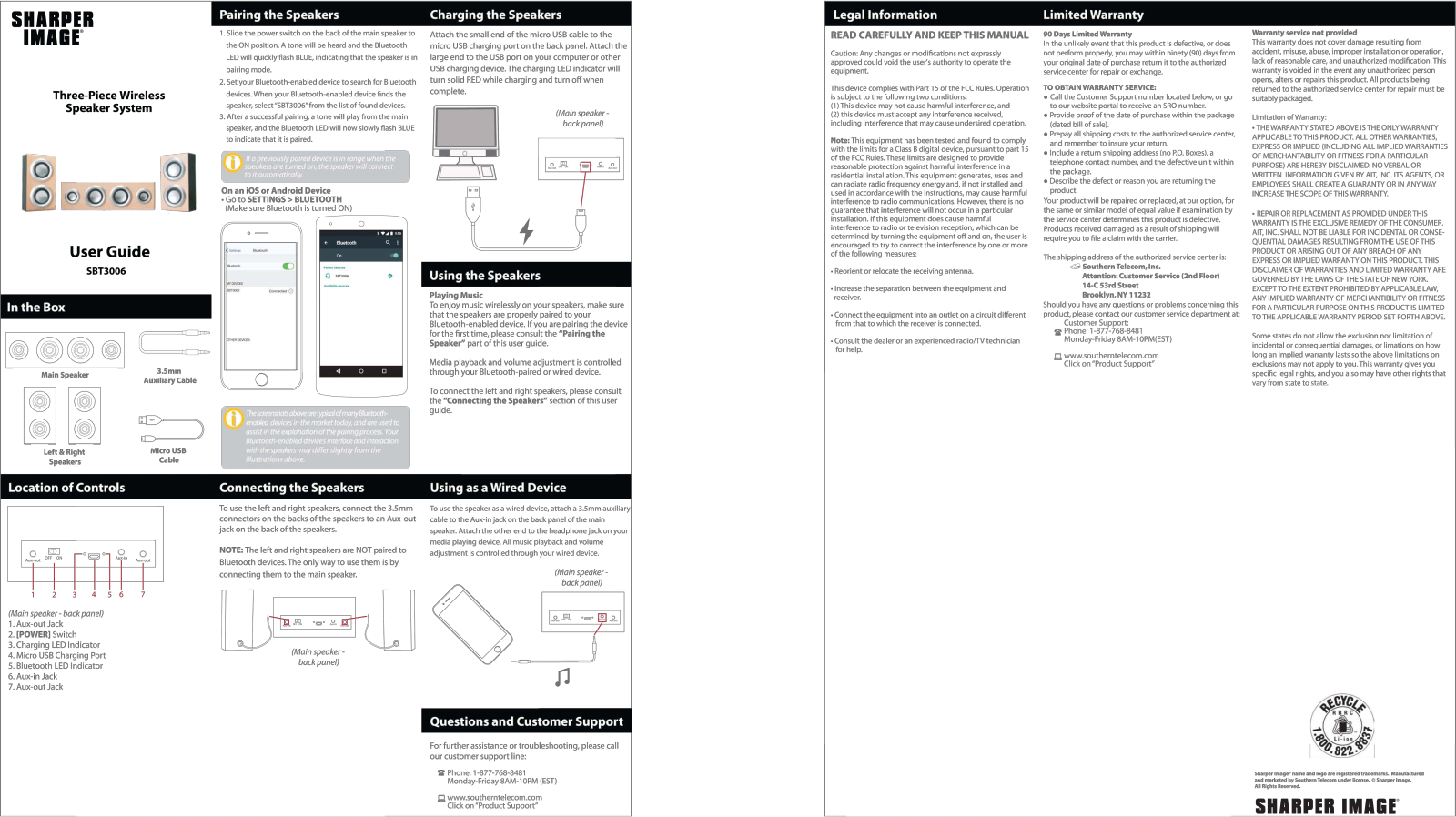 Sharper image SBT3006 User Manual