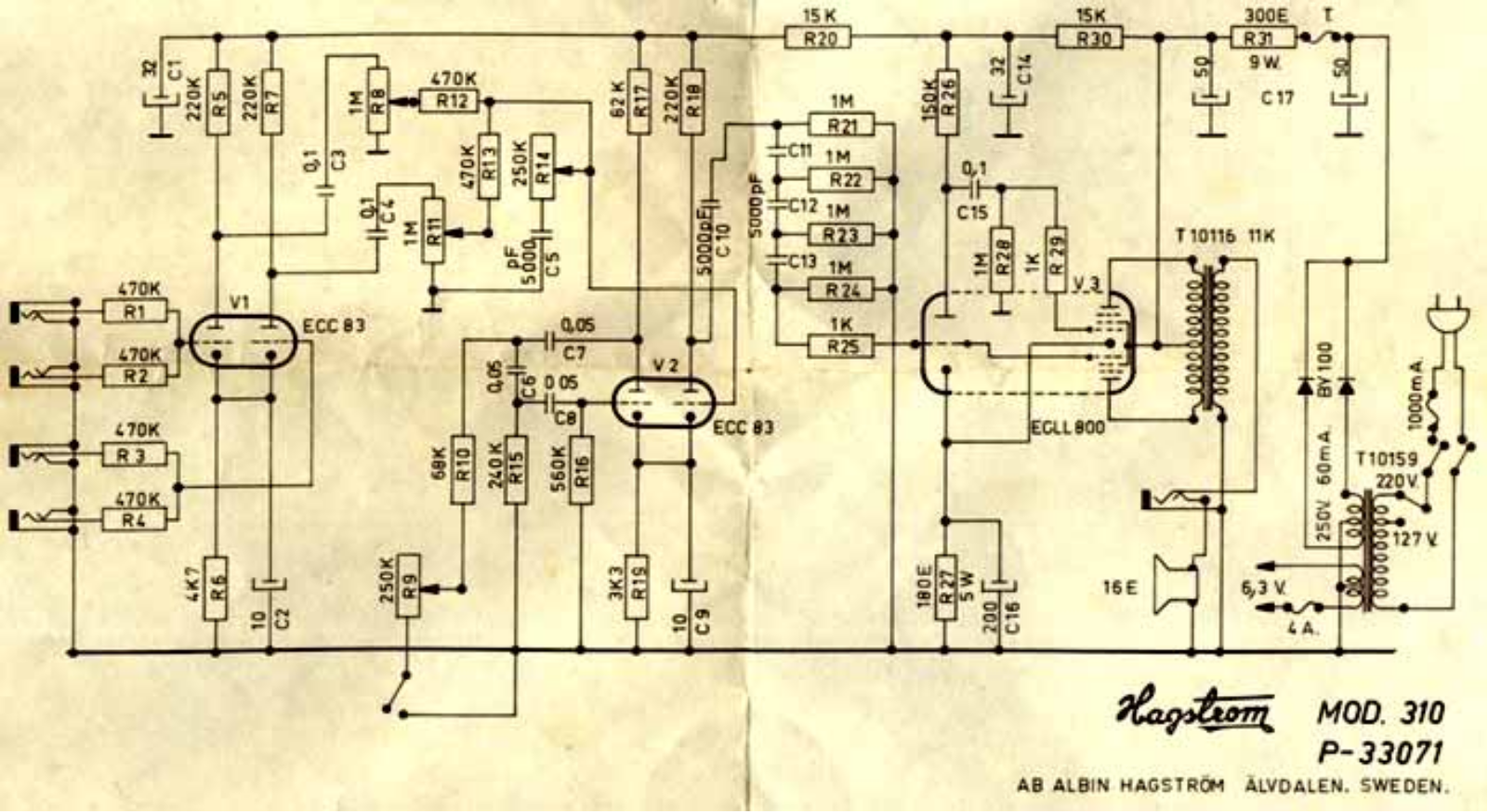 Hagstrom 310 schematic