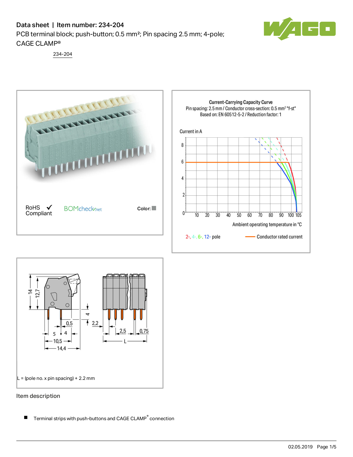 Wago 234-204 Data Sheet