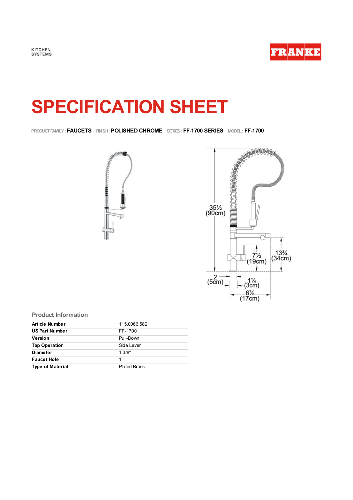 Franke Foodservice FF-1700 User Manual