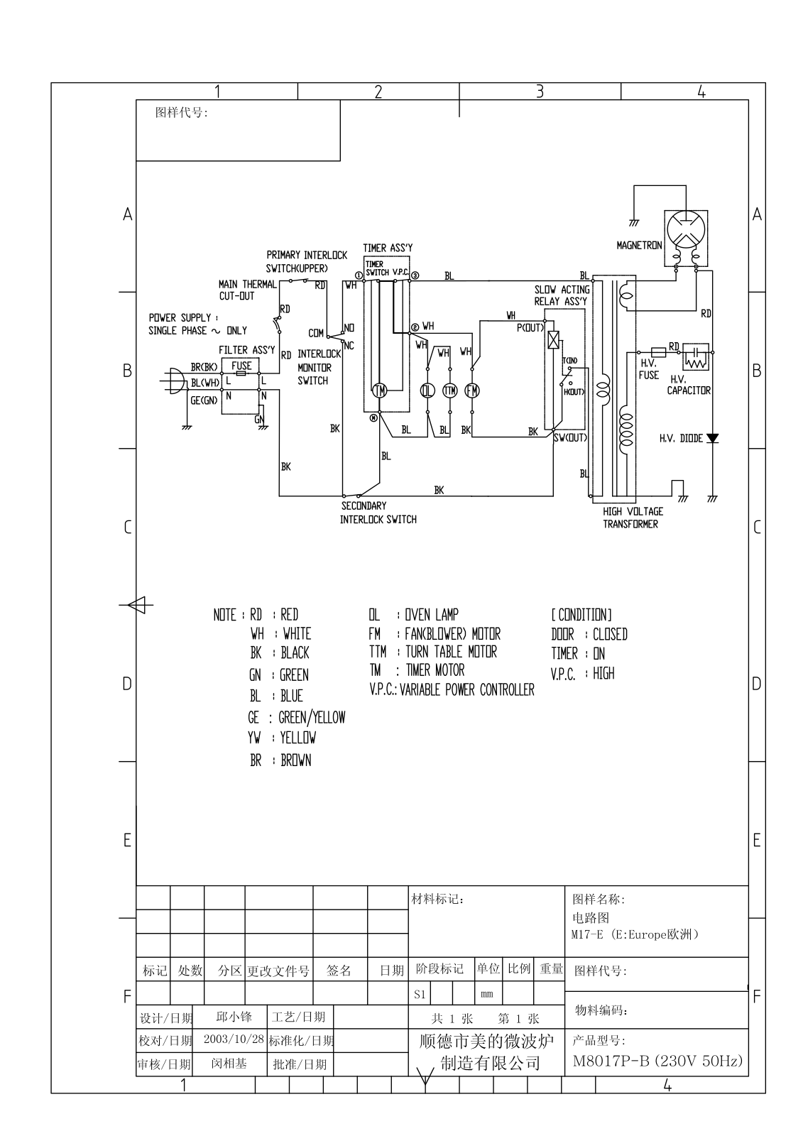 Vitek M8017P-B Circuit diagrams