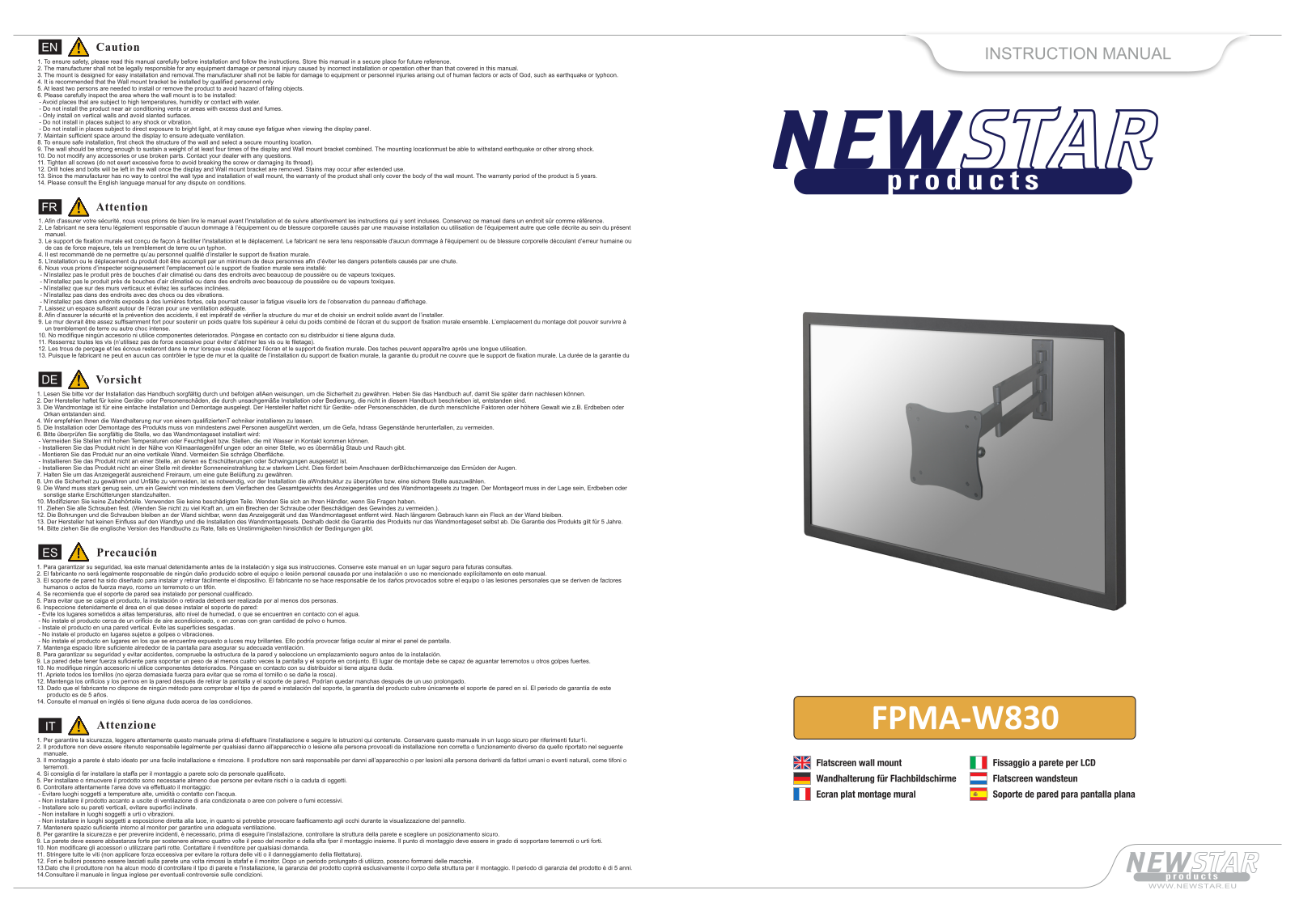 Newstar FPMA-W830 User Manual