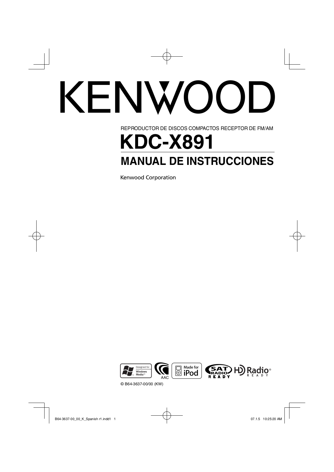 Kenwood KDC-X891 User Manual