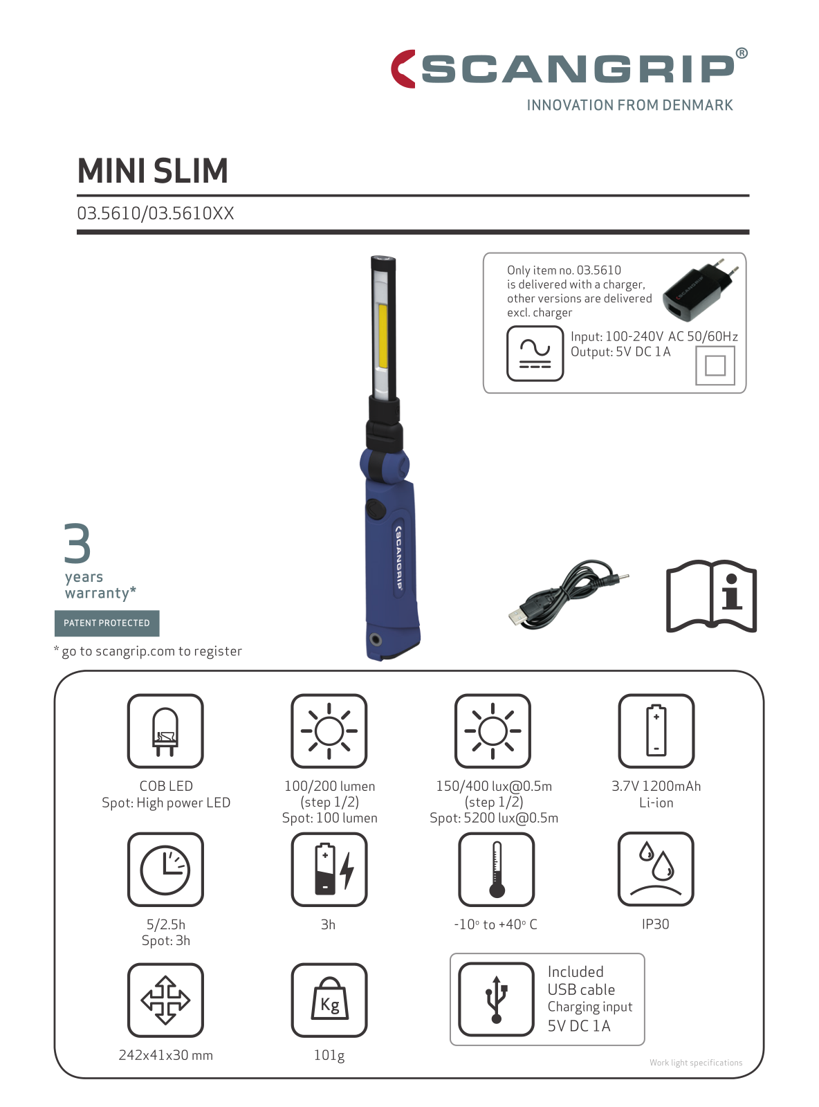 Scangrip 03.5610, MINI SLIM User guide