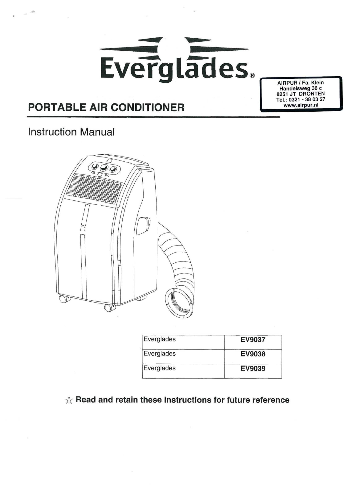 Everglades EV9039 User Manual - ManualMachine.com