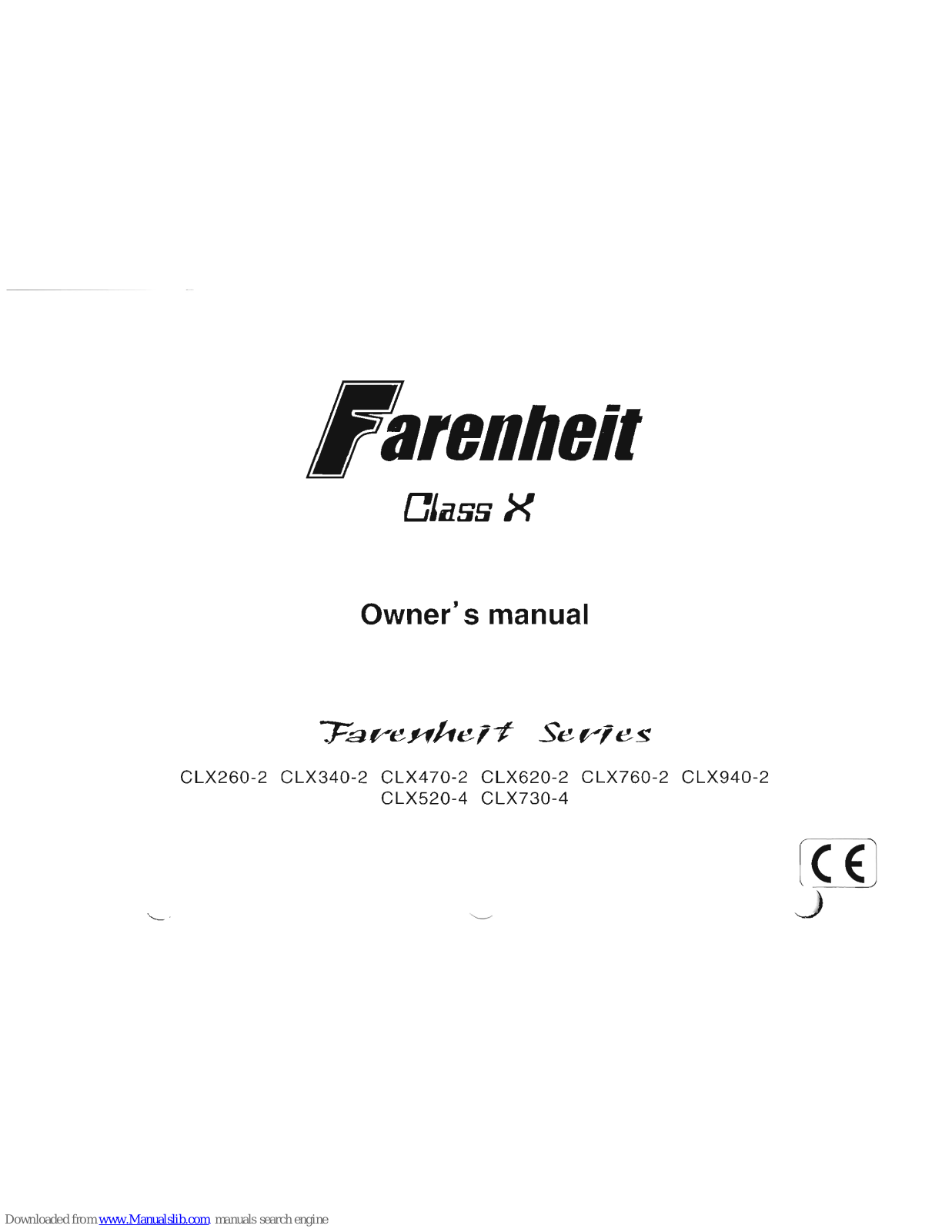 Farenheit CLX260-2, CLX470-2, CLX340-2, CLX620-2, CLX760-2 Owner's Manual