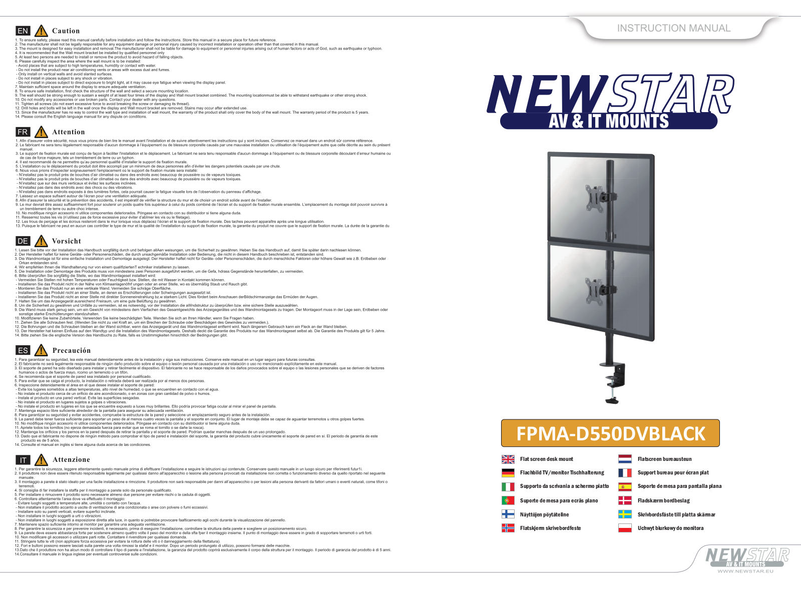 NewStar FPMA-D550DVBLACK User manual