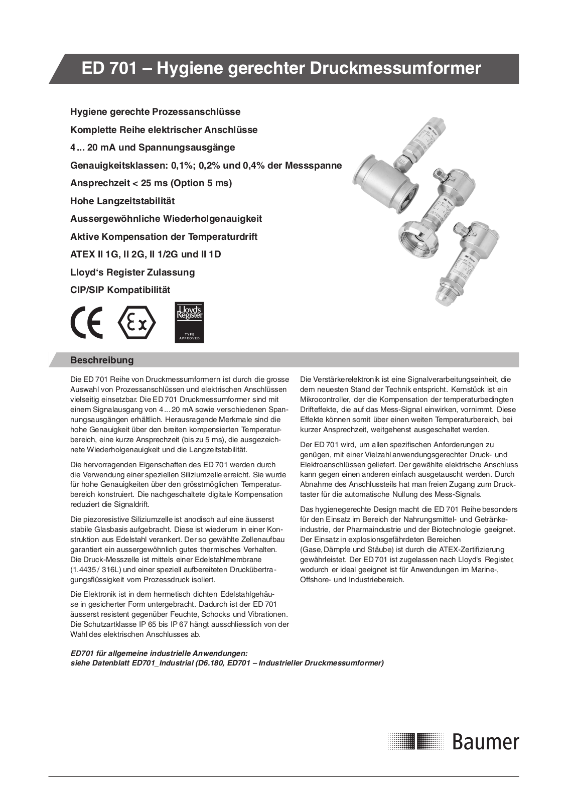 Baumer HÜBner ED 701 User Manual