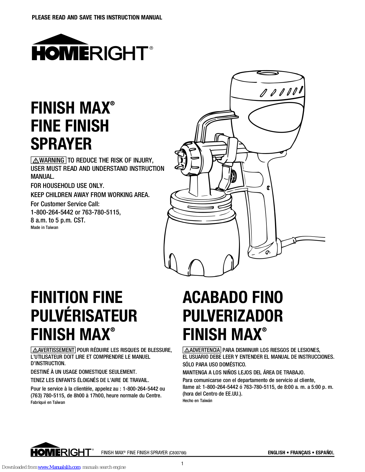 Homeright C800766, FINISH MAX C800766 Instruction Manual