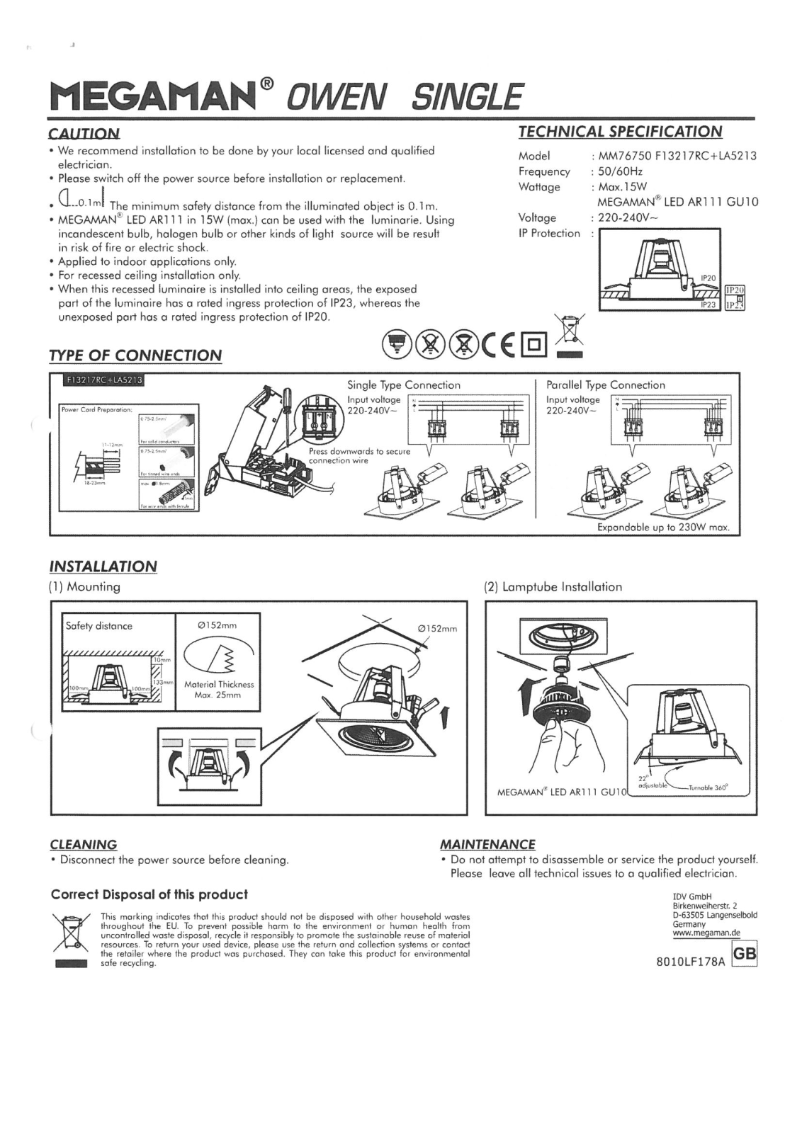 Megatron MT76750 User guide