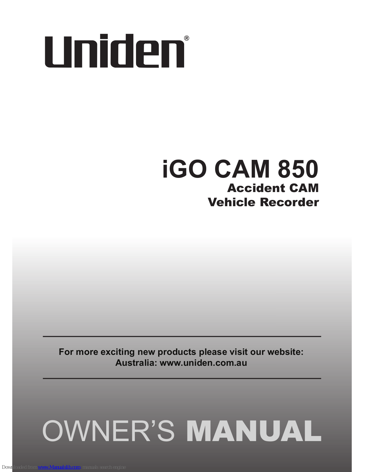 Uniden iGO CAM 850 Owner's Manual