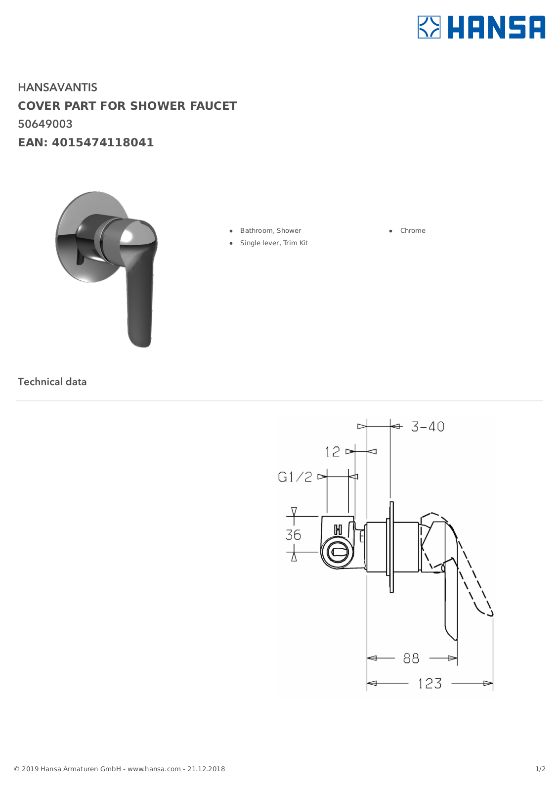 Hansa 50649003 Datasheet