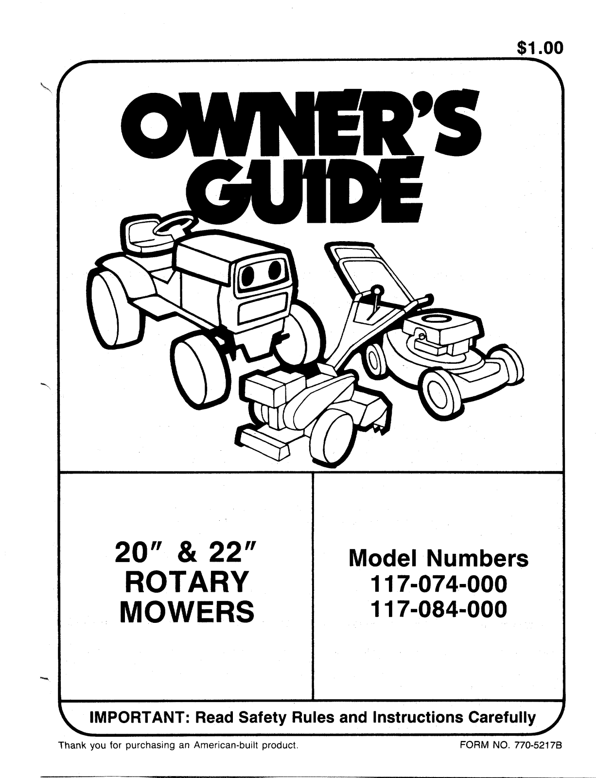 Bolens 117-074-000, 117-084-000 User Manual