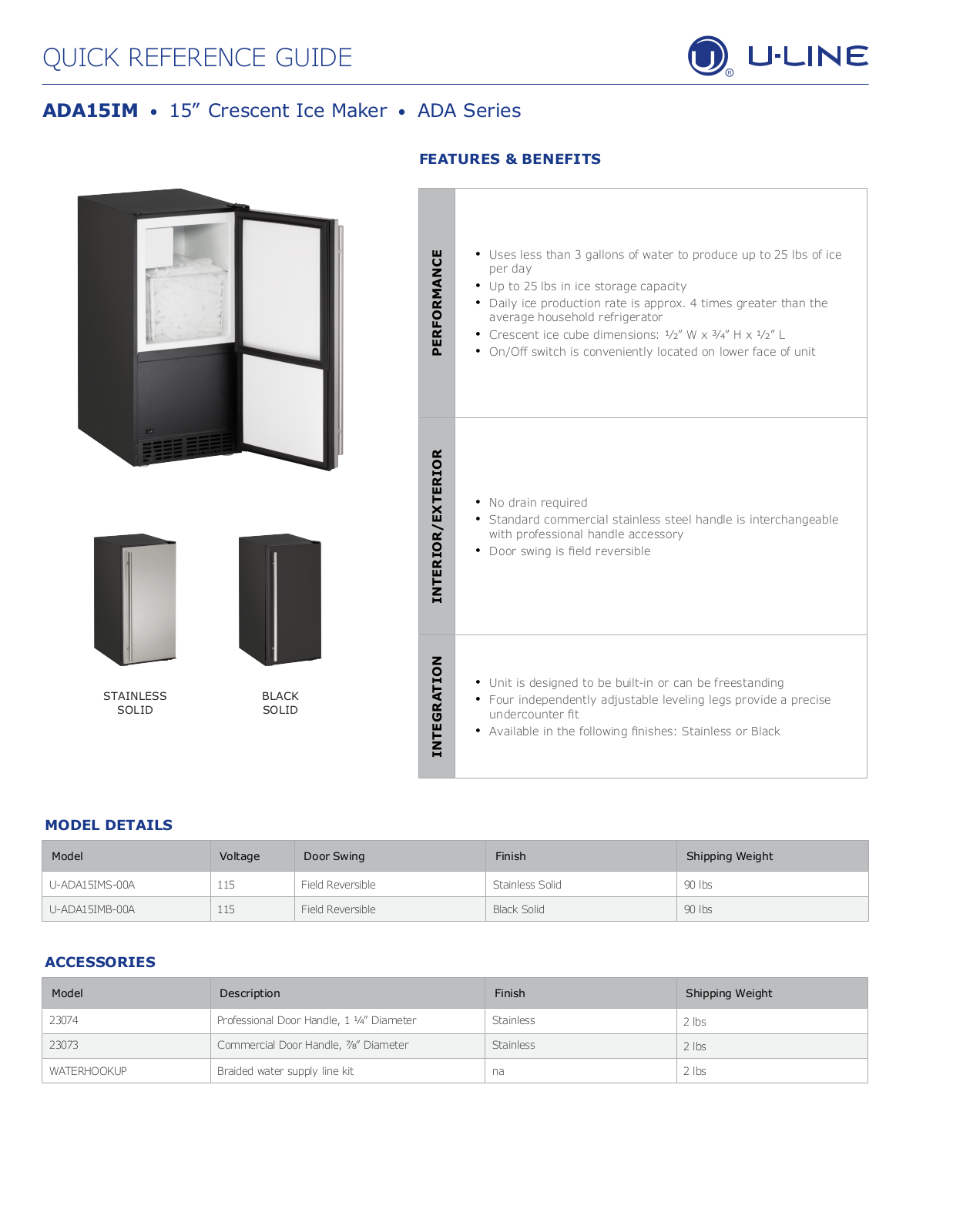 U-Line ADA15IM User Manual