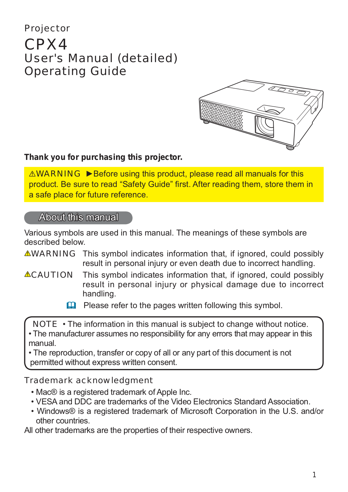 Hitachi CPX4WF User Manual