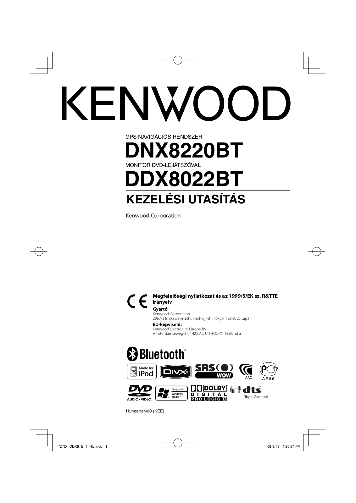 Kenwood DNX8220BT, DDX8022BT User Manual