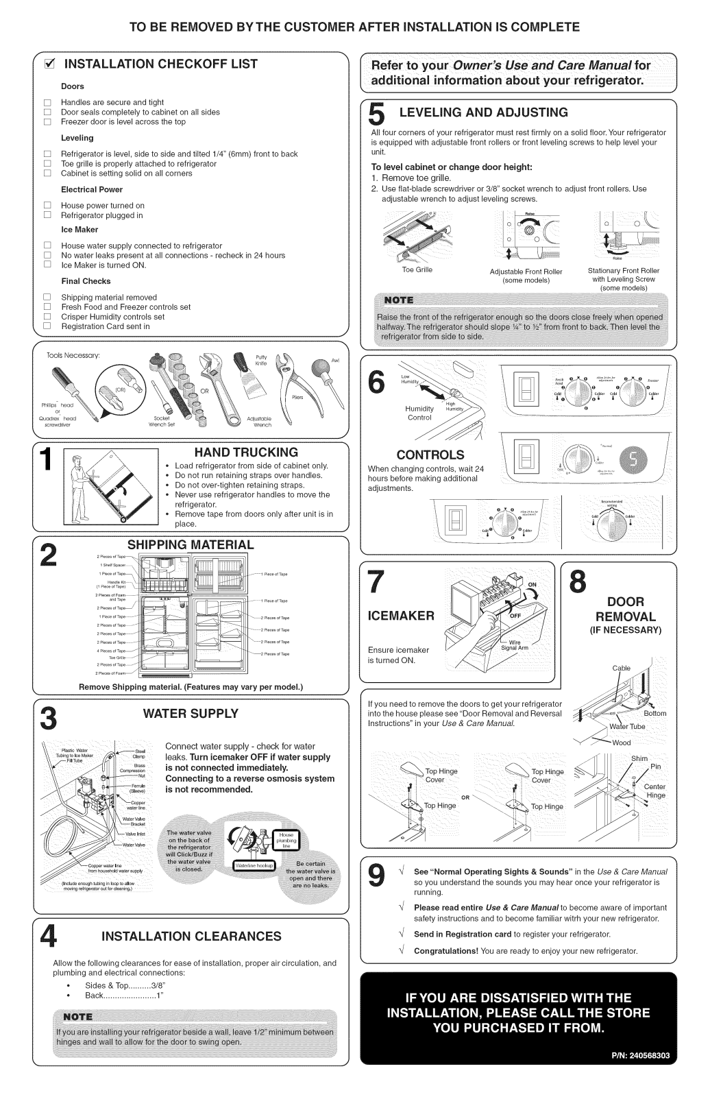 Kenmore CRTE187JS1, CRTE187JW0, CRTE187JW1, FPHI1887KR0, FRT15HB3JQ3 Installation Guide - ManualMachine.com