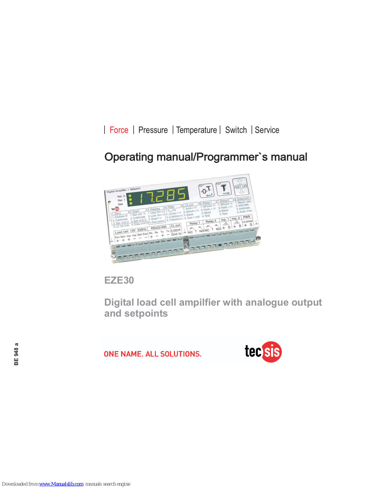 Tecsis EZE30 Operating, Programming And Servicing Manual - ManualMachine.com