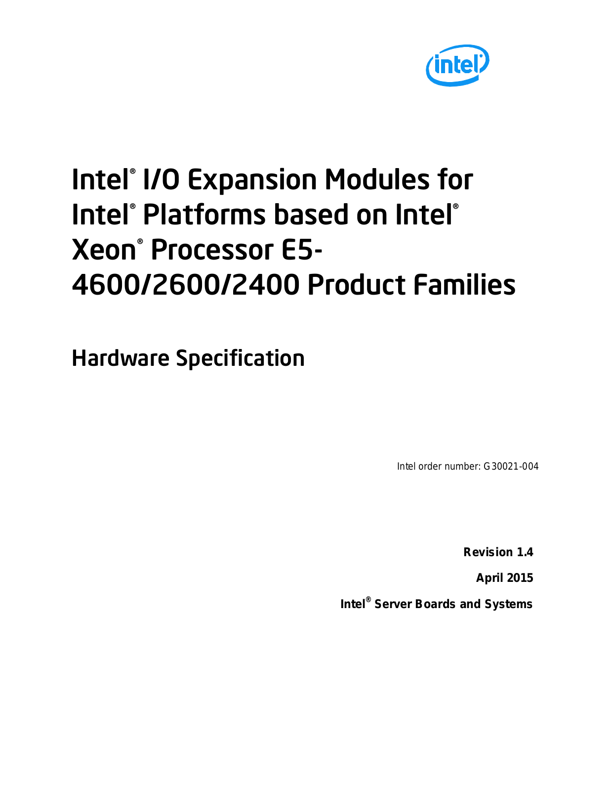 Intel AXX10GBTWLIOM User Manual