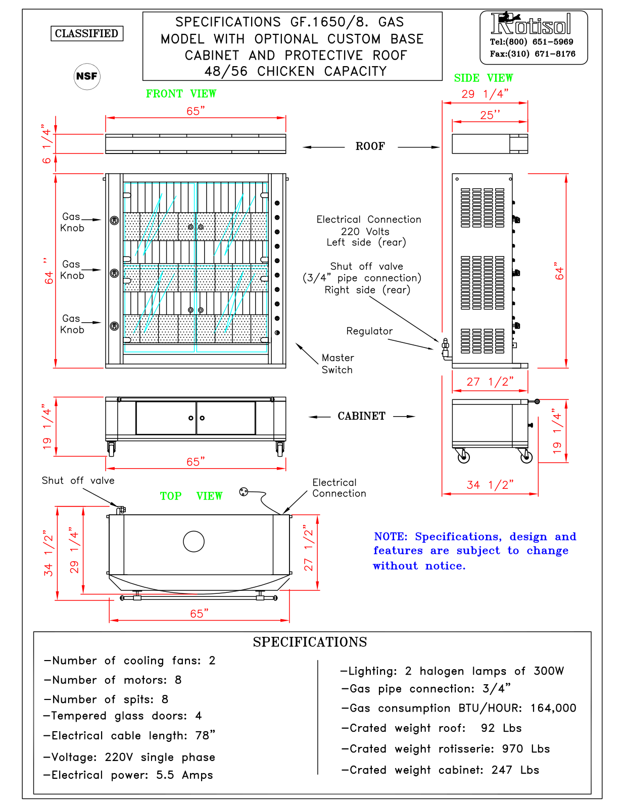 Rotisol GF 1650- 8, sp1658cbg User Manual