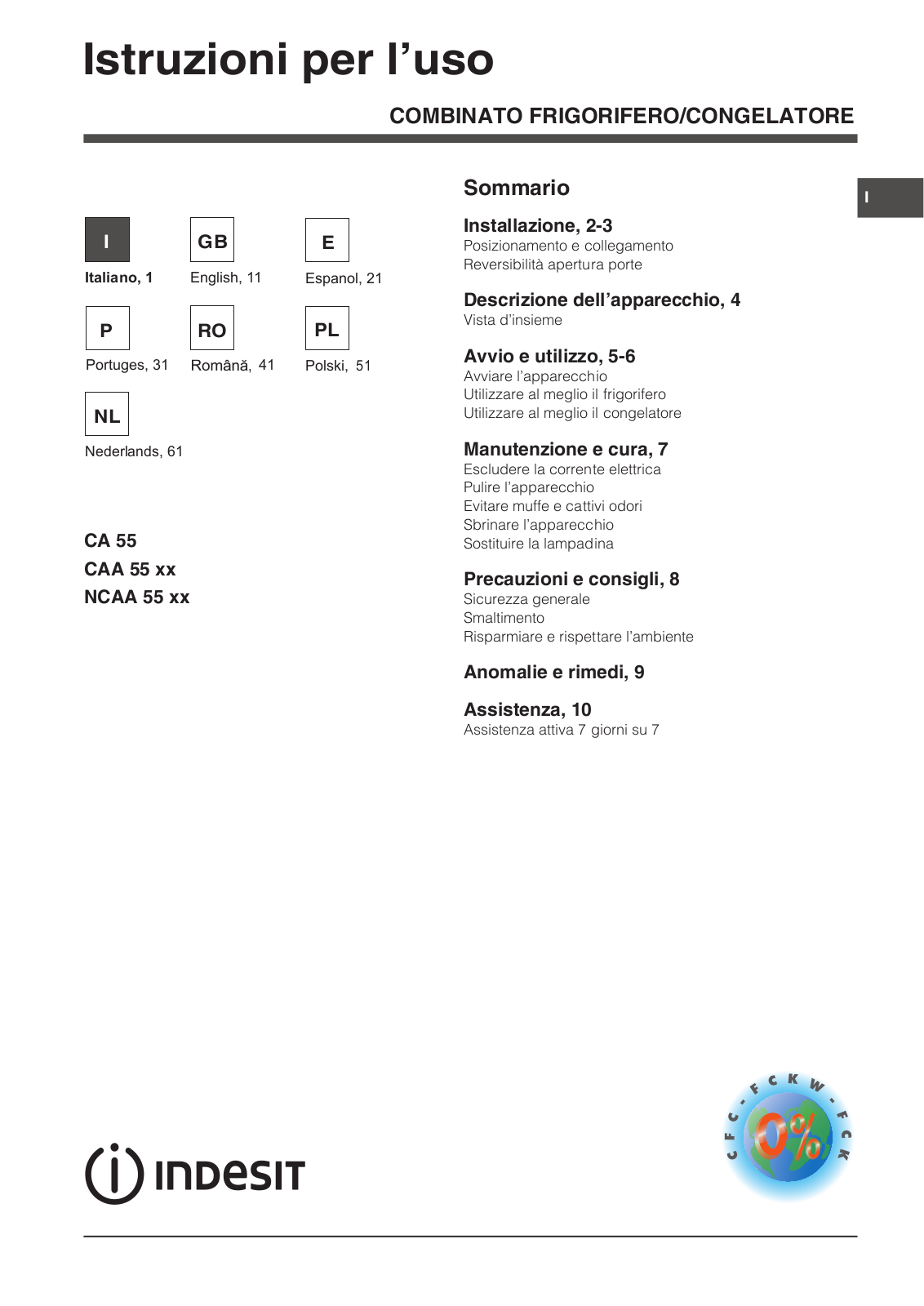 Indesit NCAA-55 User Manual