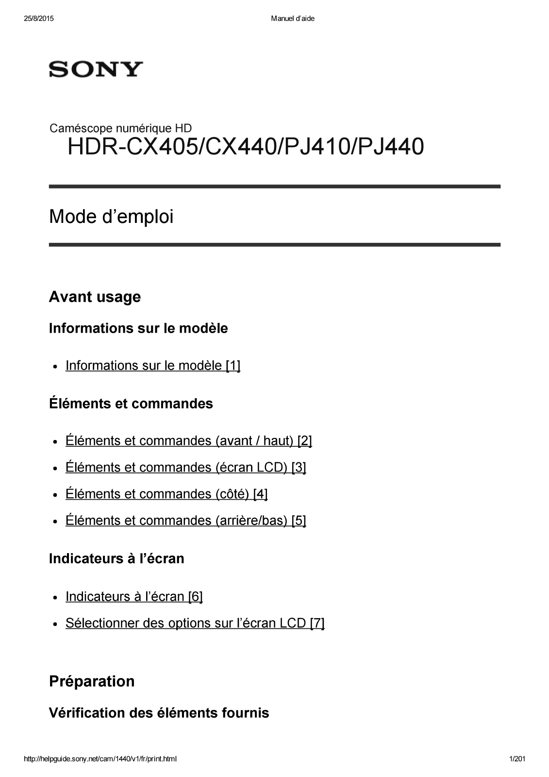 Sony HDR-CX405, HDR-CX440, HDR-PJ410, HDR-PJ440 User Manual