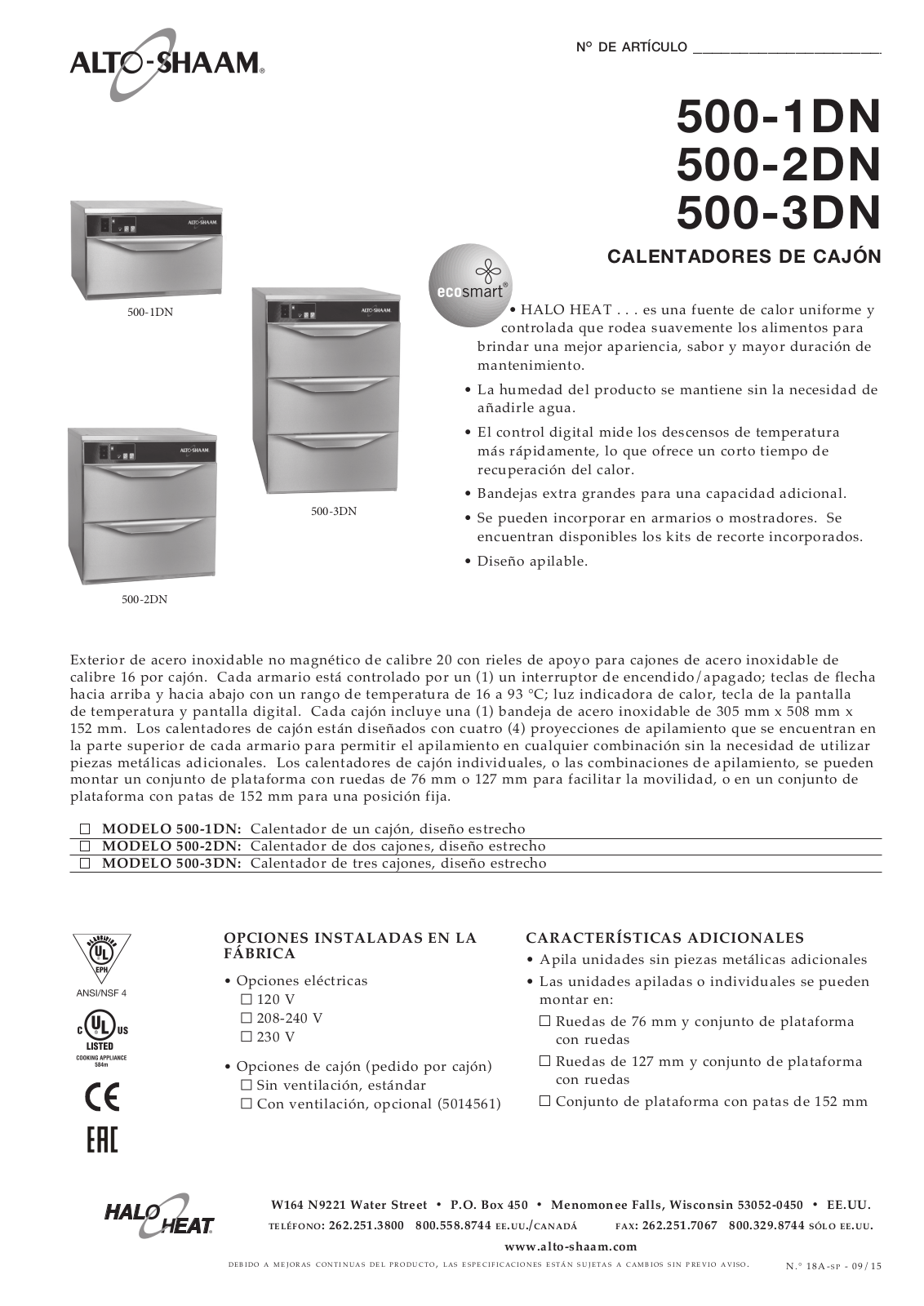 Alto Shaam 500- 2DN User Manual