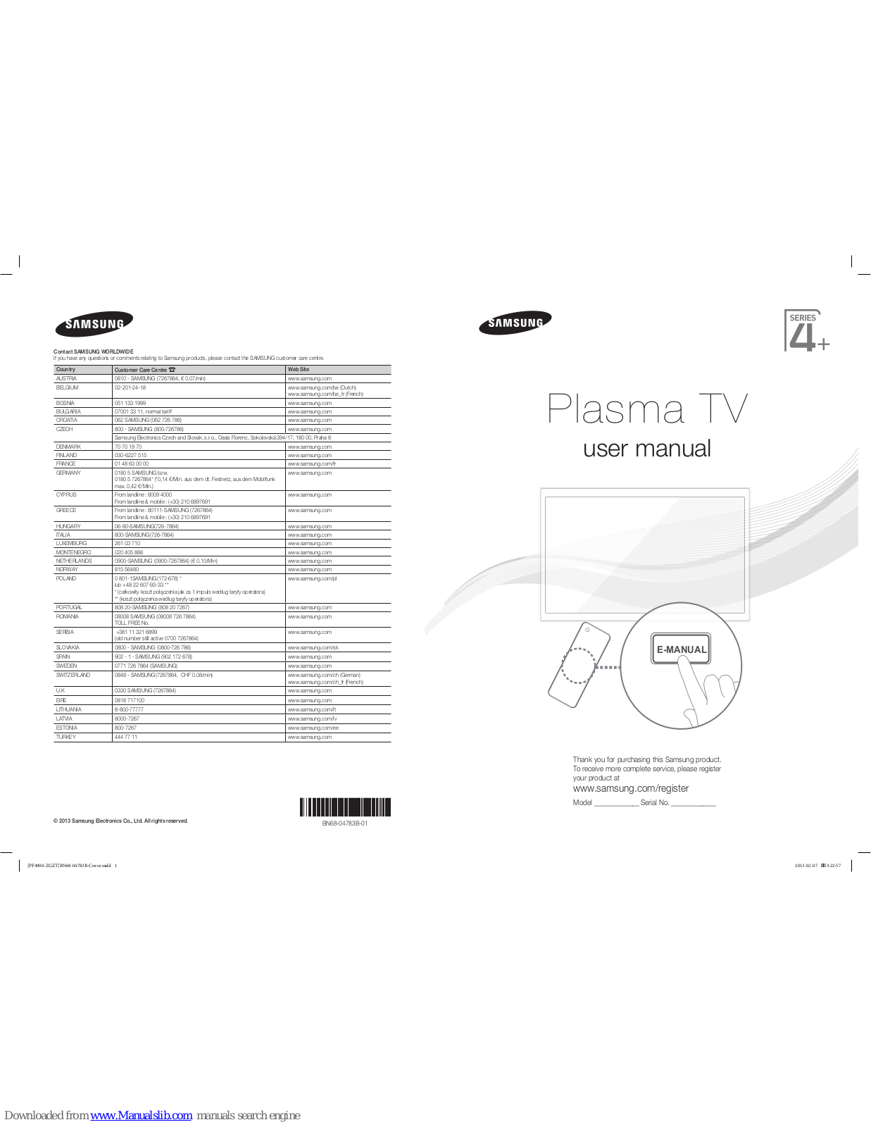 Samsung SSG-5100GB, PS51F4500, PS43F4900, PS51F4900 User Manual