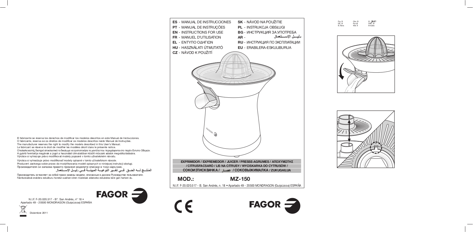 Fagor MZ-150 User Manual