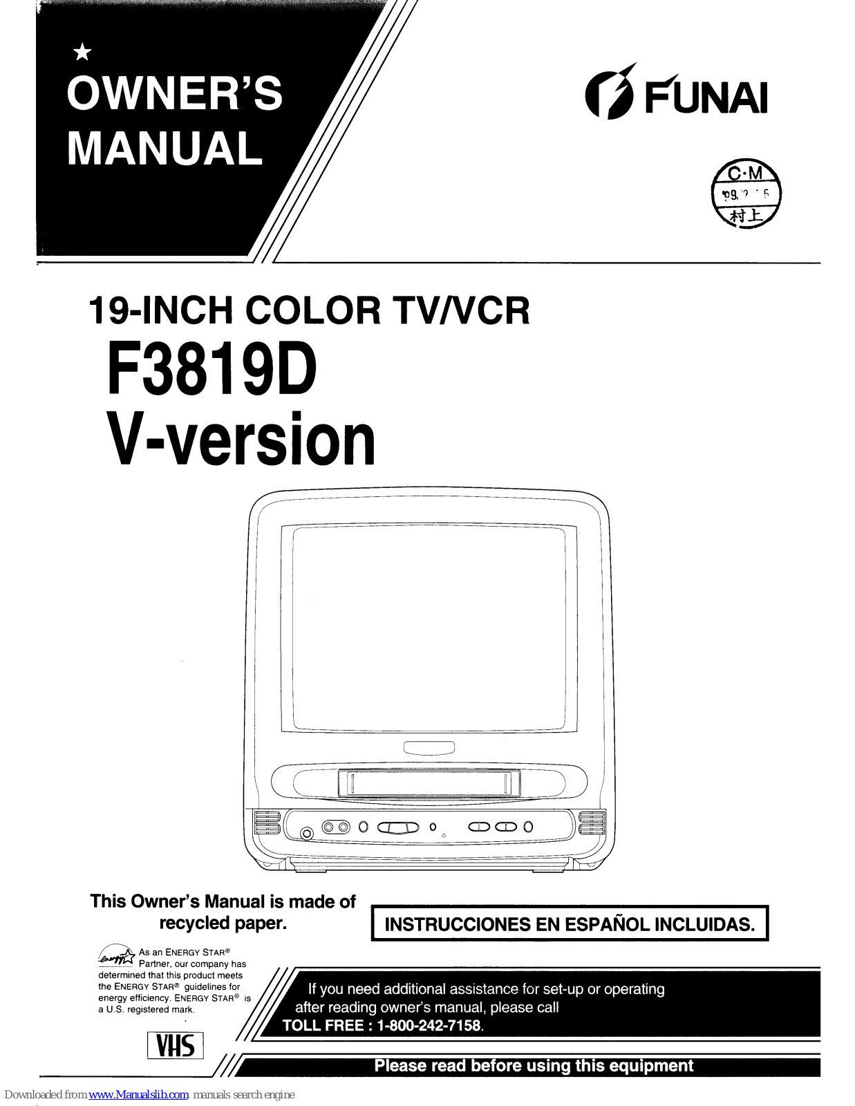 FUNAI F3819DV Owner's Manual