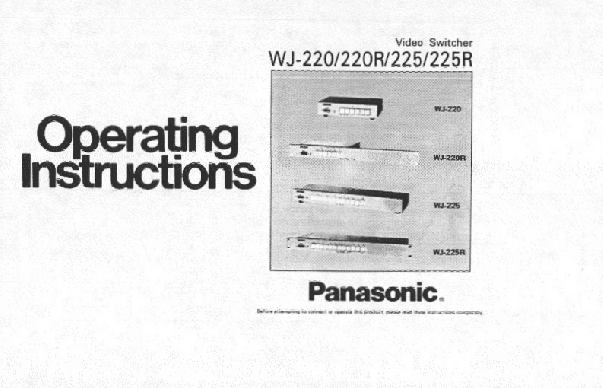 Panasonic WJ-225, WJ-225R, WJ-220, WJ-220R User Manual