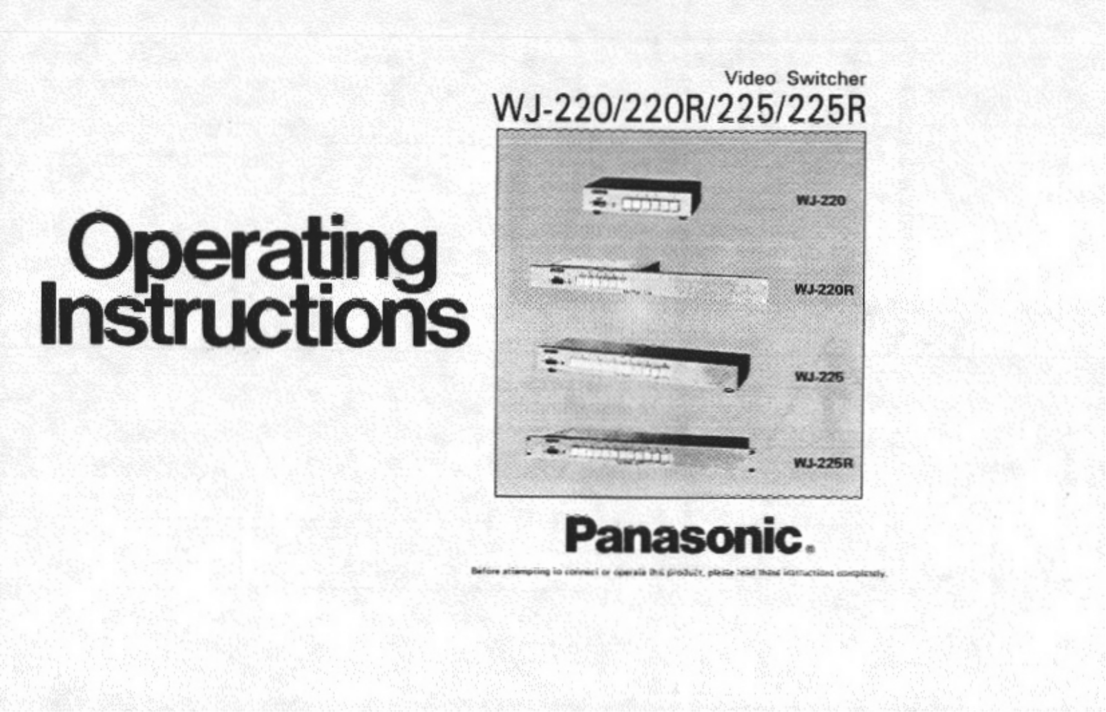 Panasonic WJ-225, WJ-225R, WJ-220, WJ-220R User Manual