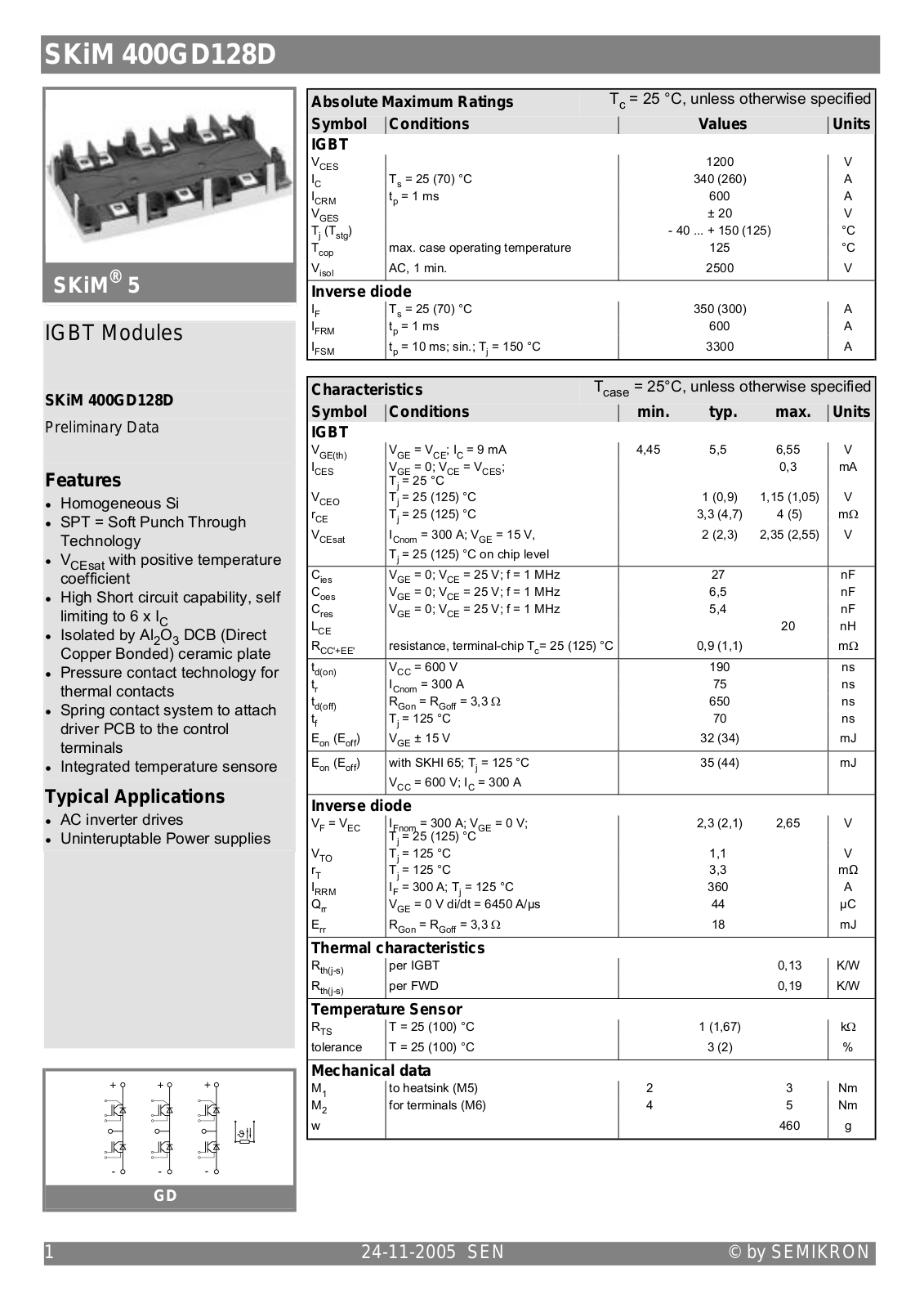 Semikron SKIM400GD128D Data Sheet