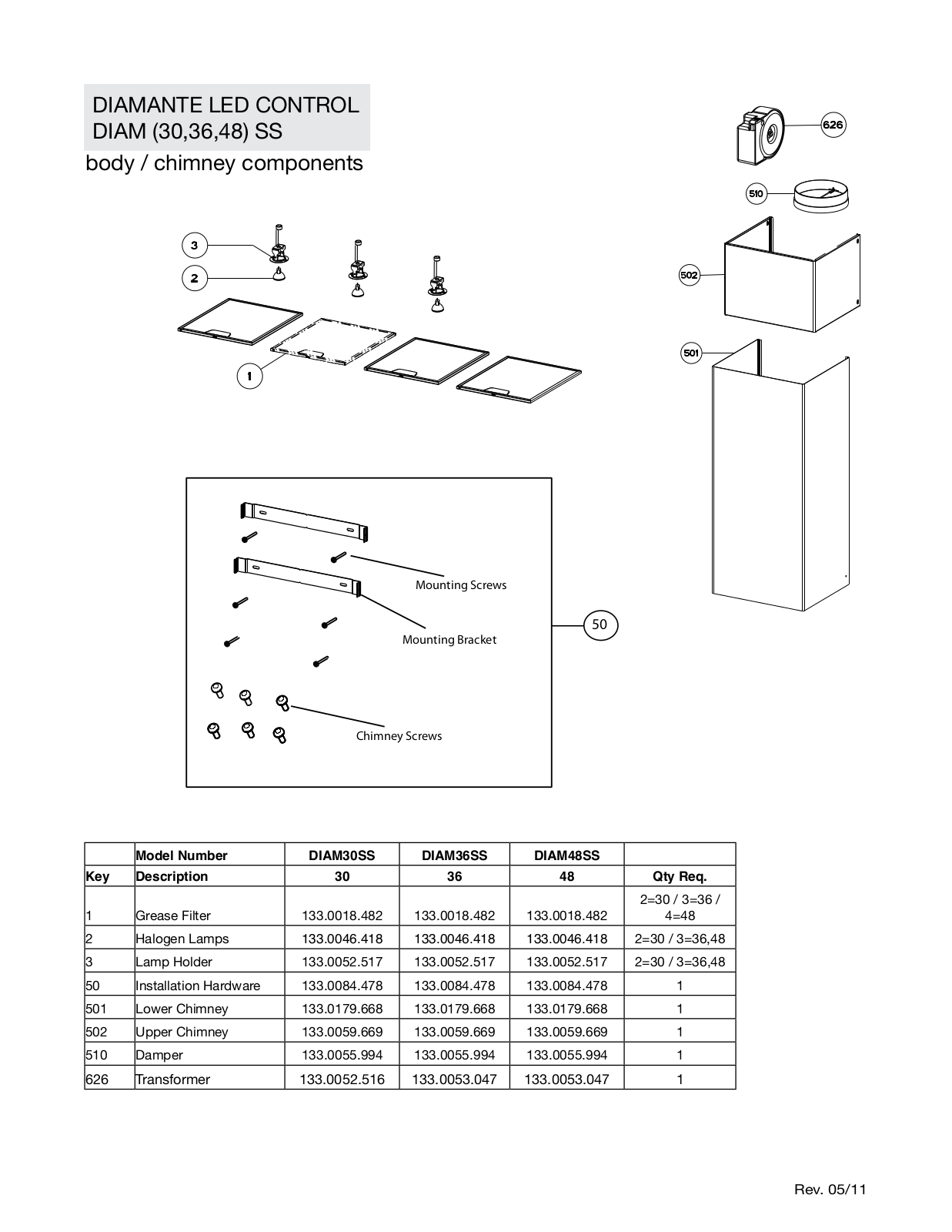 Faber DIAM36SS Part List