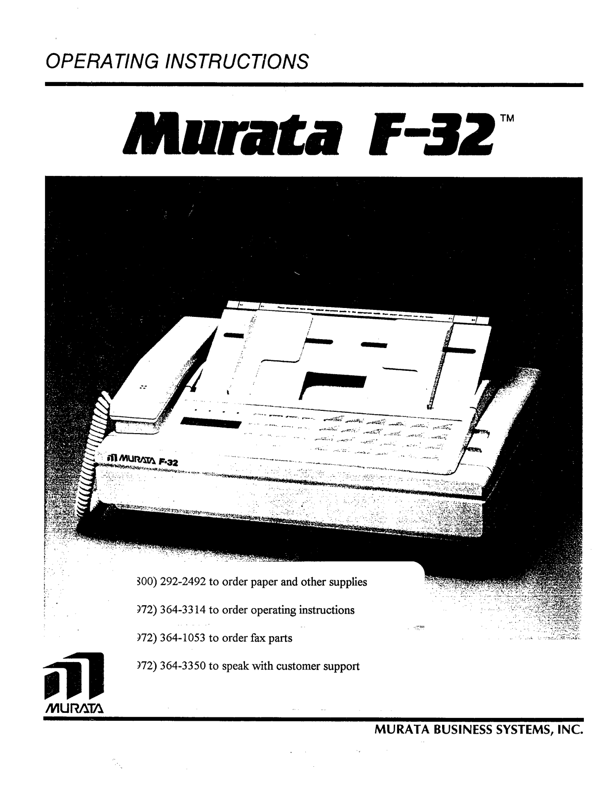 Muratec F-32 User Manual part 1