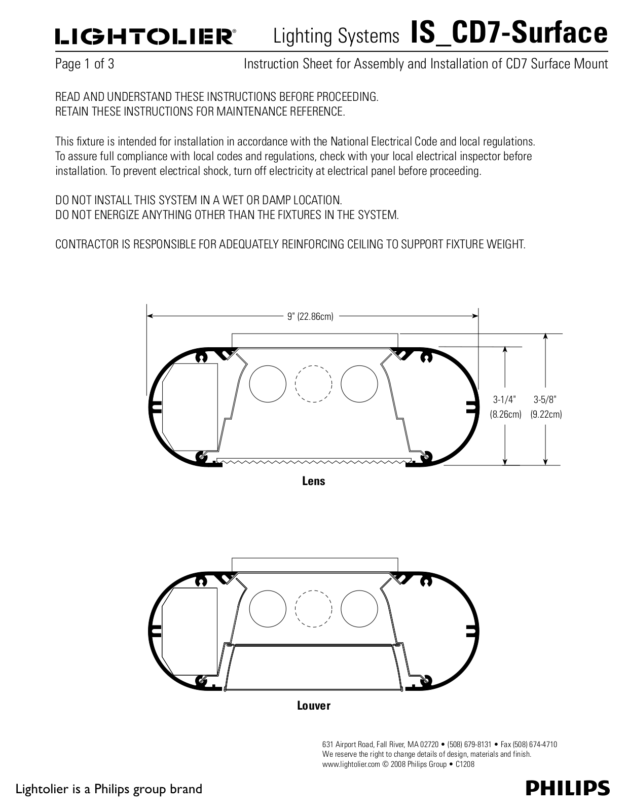 Lightolier CD7-Surface User Manual