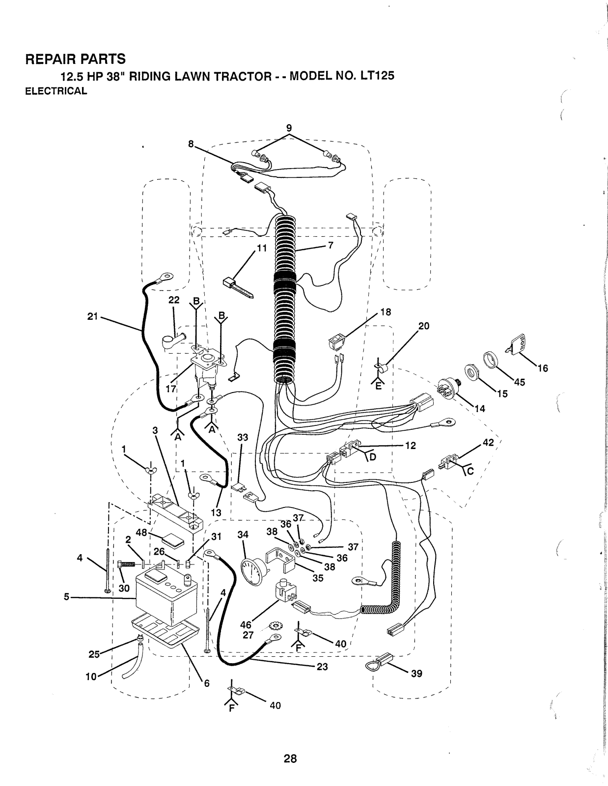 AYP LT125 H12538C Parts List