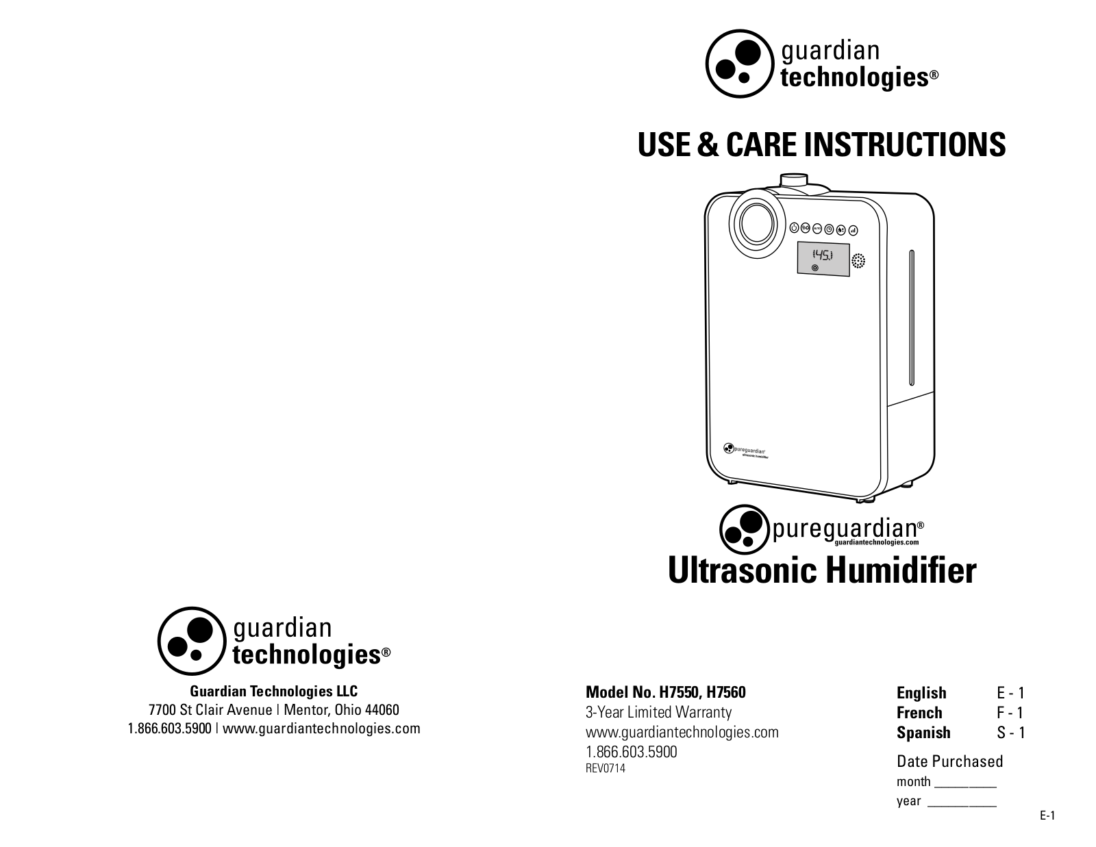 Guardian H7560B User Manual