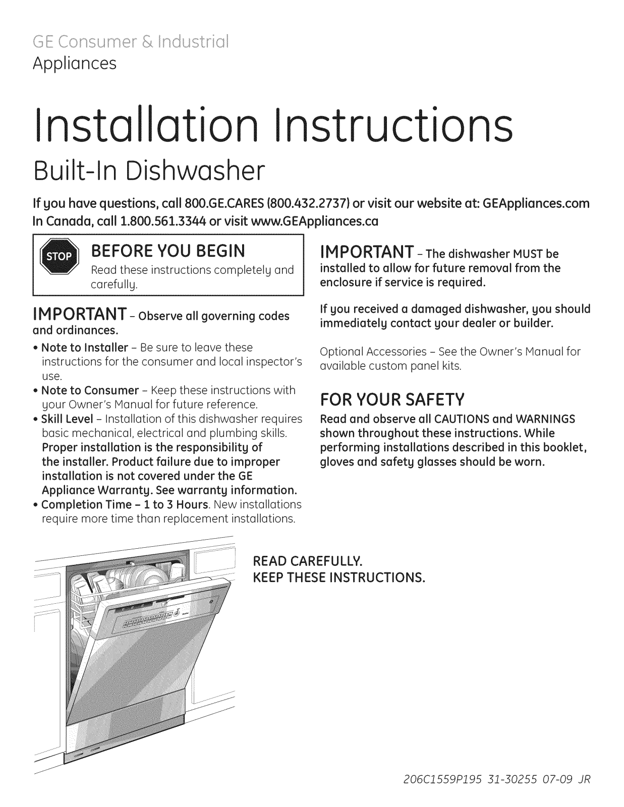 GE GSD2100V00BB, GSD2100V00CC, GSD2100V00WW, GSD2100V35BB, GSD2100V35CC Installation Guide - ManualMachine.com
