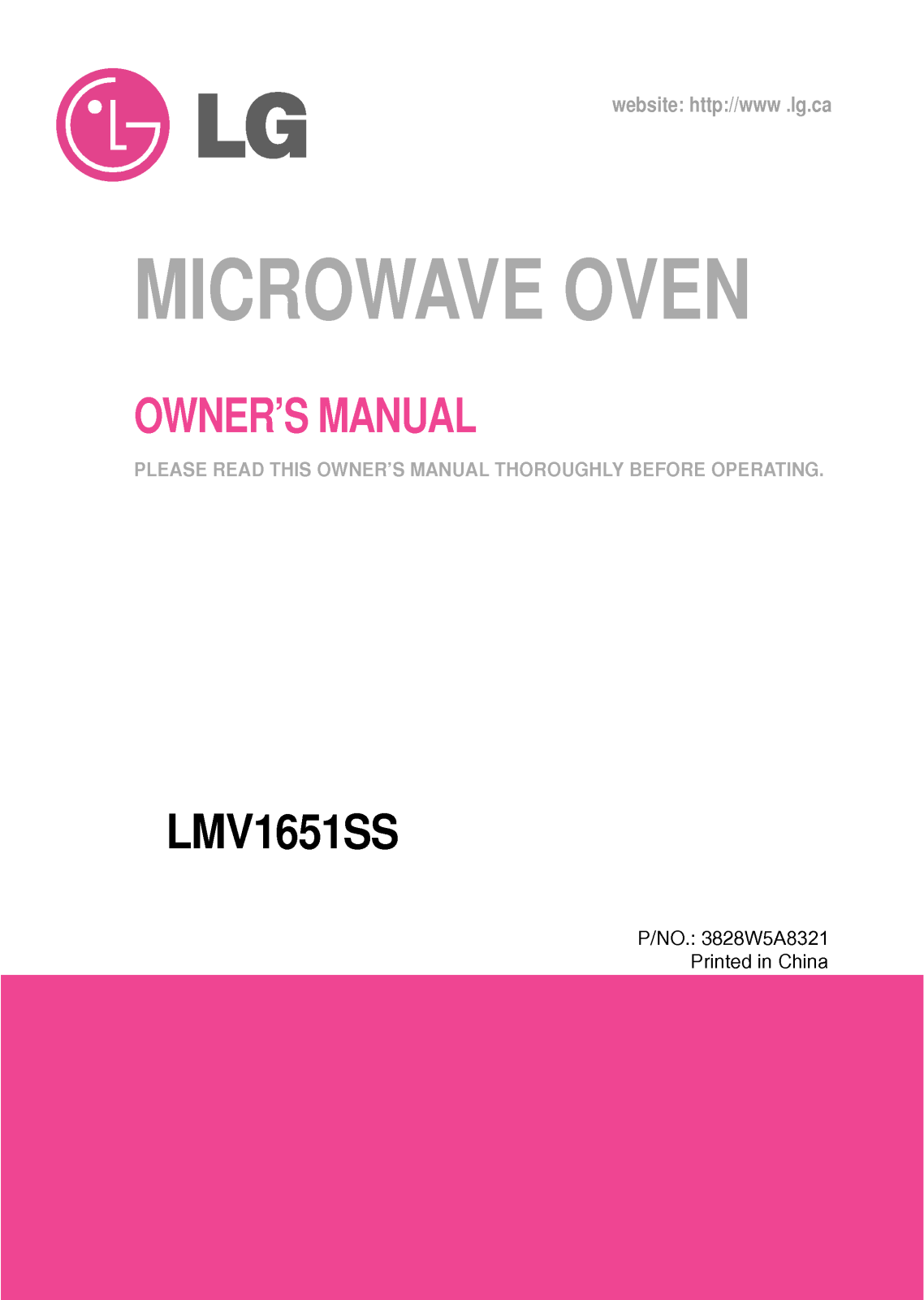 LG LMV1651SS User Manual