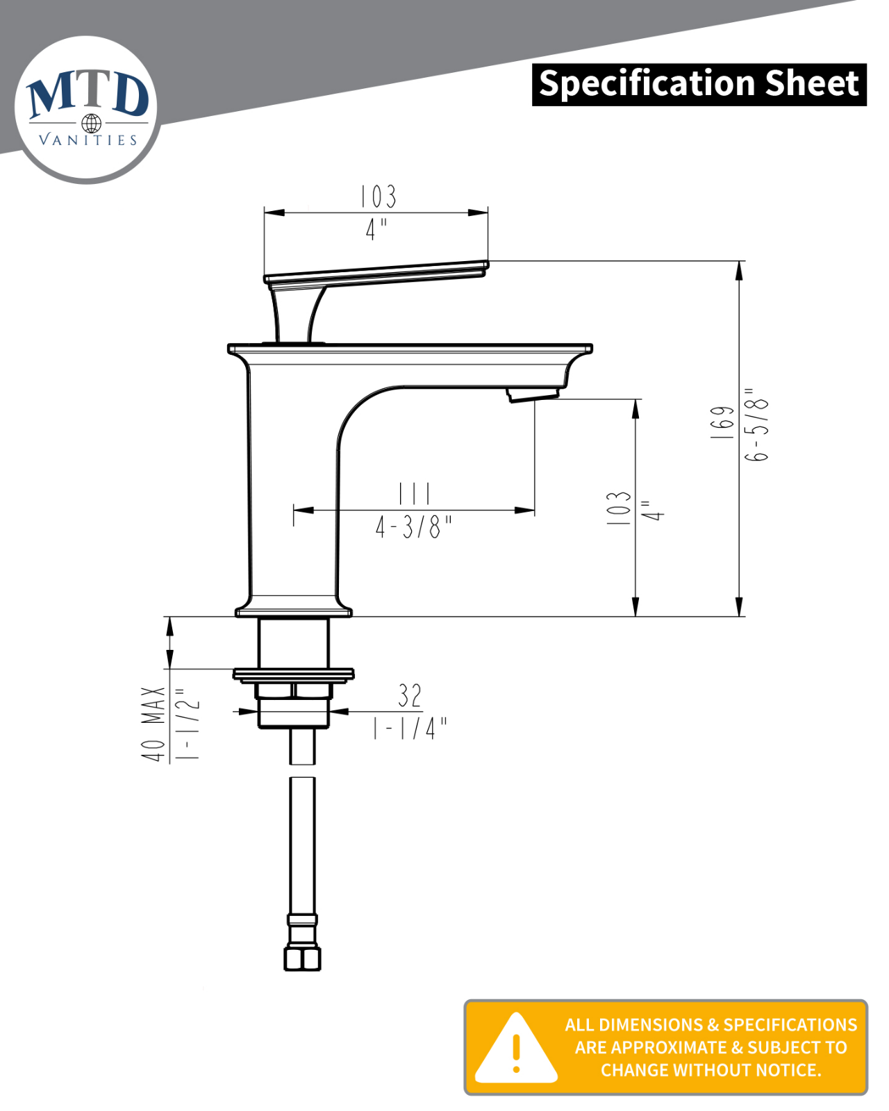 MTD Vanities NDRY1008 Specifications - ManualMachine.com