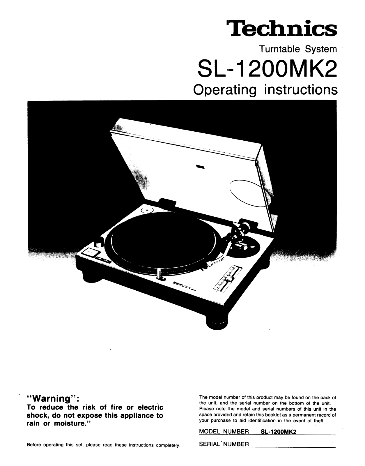 Panasonic sl-s1200MK2 Operation Manual