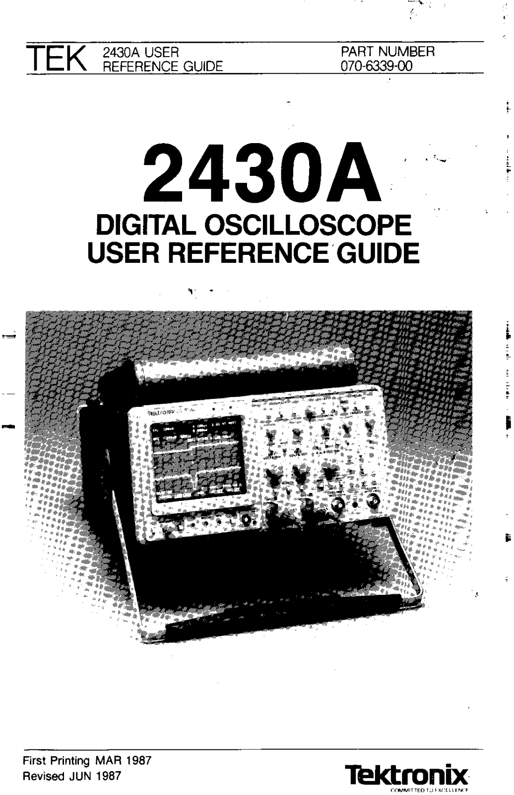 Tektronix 2430a quick reference guide