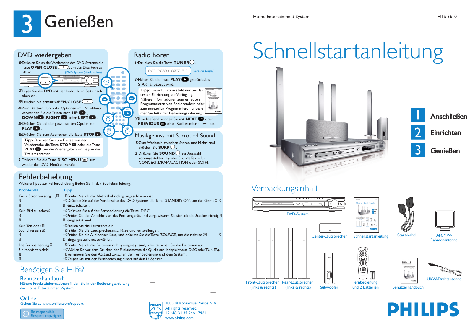 Philips HTS 3610 Getting Started Guide