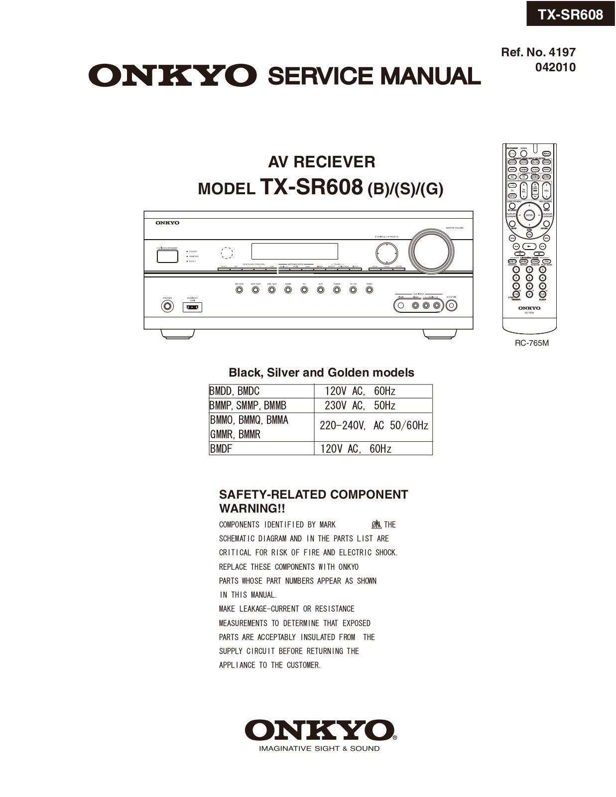 Onkyo TXSR-608 Service Manual